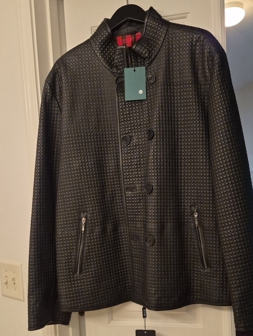 Ottimo Men's Black Textured Button-Front/Zippered Shirt Jacket